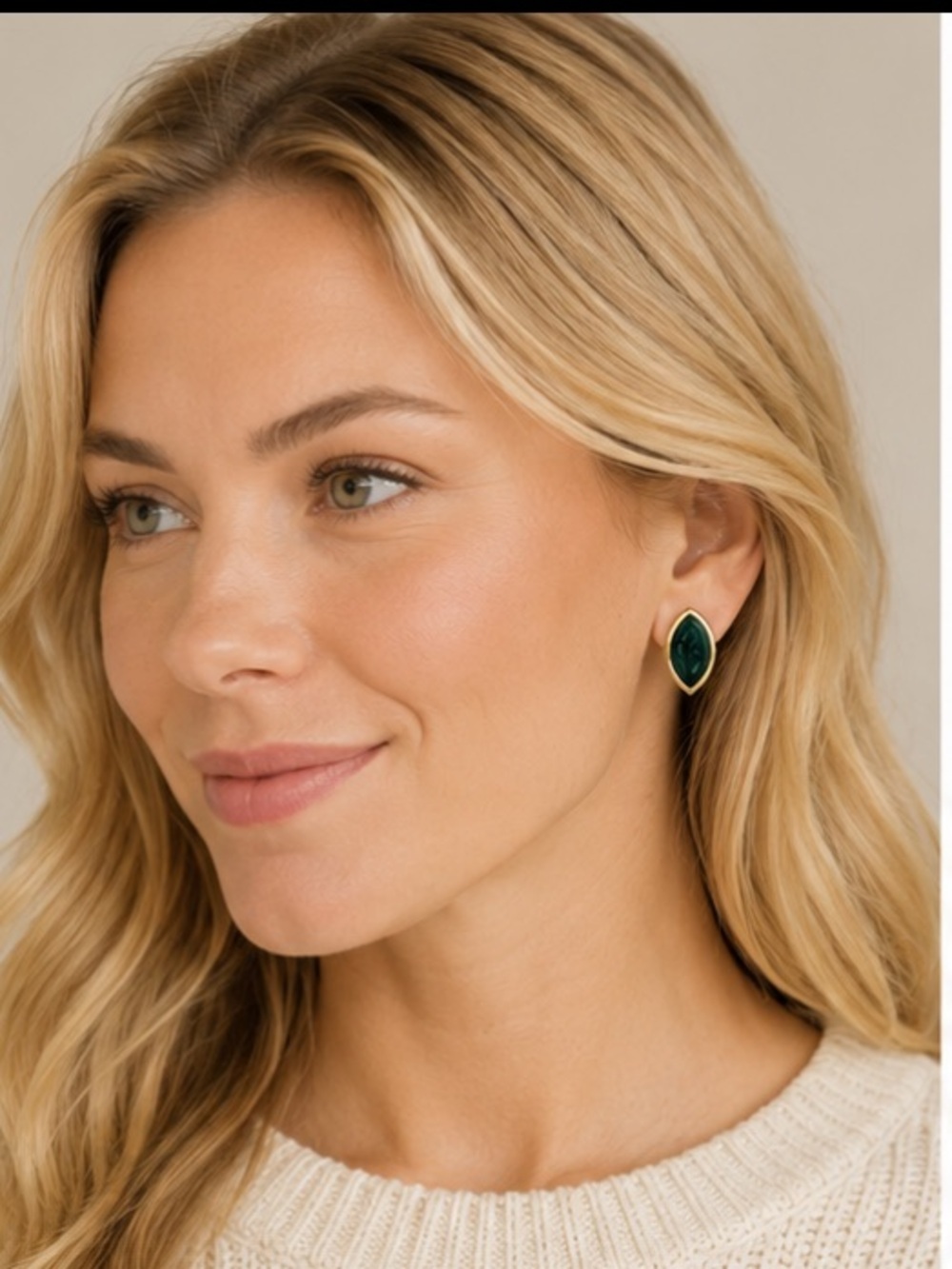 Gigi Green Marbled Enamel Gold Tone Stud Earrings Surgical Steel Posts